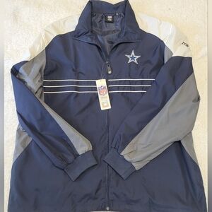 Dallas Cowboys Reebok Jacket XL NFL Team Apparel NWT Windbreaker Blue Full Zip
